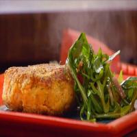 Salmon and Sweet Potato Cakes with Agrodolce Relish and Arugula_image