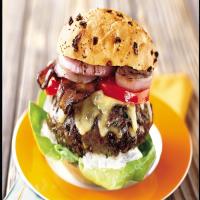 Jalapeño Cheeseburgers with Bacon and Grilled Onions image