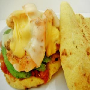 Curry Naan Open Faced Grilled Shrimp Sandwich image
