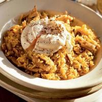 Spiced rice with kippers & poached eggs image
