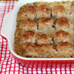 Simple Baked Meatballs with Rice and Gravy_image