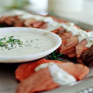Beef Tenderloin with Maytag Blue Cheese-Buttermilk Dressing_image