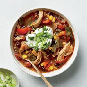 Pulled Chicken Ancho Chili and Black Bean Soup Recipe image