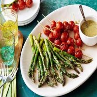 Asparagus and Tomato Skewers with Honey Mustard-Horseradish Sauce_image