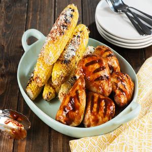 Wood-Smoked BBQ Chicken Thighs with Spicy Charred Corn_image