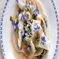 Gently Steamed Fish with Cucumber, Borage, and Tahini Sauce_image