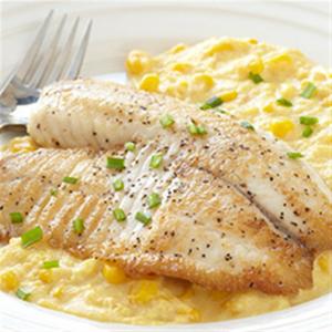 Sauteed Tilapia with Creamed Corn and Chives_image