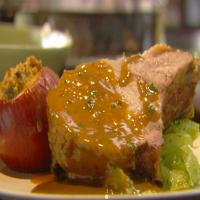 Roast Loin of Pork with Baked Apples and Cider Gravy image