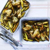 Spicy oven-baked chicken & chips image