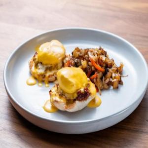Eggs Benny with Smoked Paprika Hollandaise and Potato Hash image