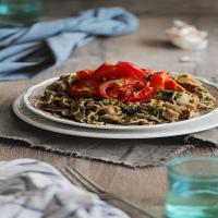 Homemade Rye Pasta with Pesto and Roasted Tomatoes_image