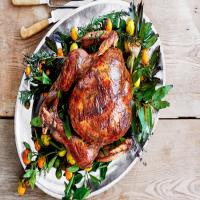 Lemon-Herb Turkey with Bay Butter and Gravy_image