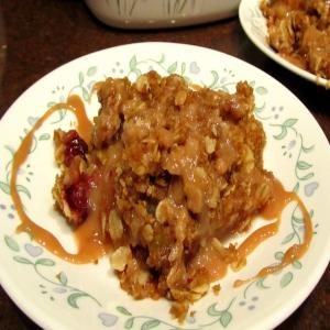 Apple-Cranberry Crisp With Warm Toffee Sauce image