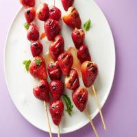 Grilled Strawberry Kebabs with Lemon-Mint Sauce image