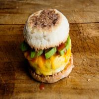 Microwave Egg Sandwich with Cheddar and Avocado image