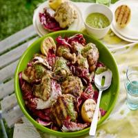 Grilled Chicken with Garlic-Herb Dressing and Grilled Lemon_image