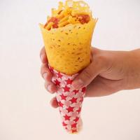 Mac and Cheese in a Cheese Waffle Cone image