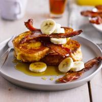 Brioche French toast with bacon, banana & maple syrup image