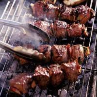 Lamb skewers on the grill image