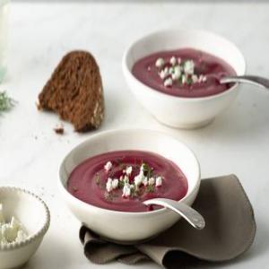 Vegetarian Beet Soup with Goat Cheese and Dill_image
