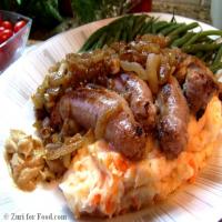 Bangers and Mash With Golden Onions_image