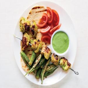 Curry-Ginger Chicken Kebabs with Okra_image