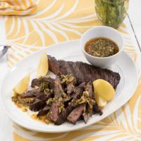 Grilled Skirt Steak with Smoky Herb Sauce_image