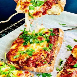Vegetarian pizza on ciabatta bread_image