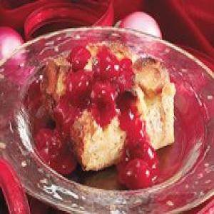 Overnight Eggnog Bread Pudding with Cherry-Bourbon Sauce_image