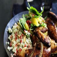Pomegranate glazed chicken with herb pilaf_image