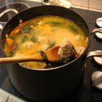 Swiss Chard and Pasta Soup With Turkey Meatballs image