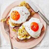 Chilli & garlic leeks with eggs on toast image