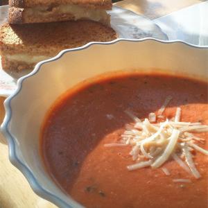 Spicy Tomato Bisque with Grilled Brie Toast image