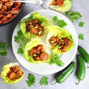 Andouille Sausage And Cajun Shrimp Lettuce Wraps_image