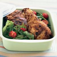 Buttermilk Fried Chicken with Spinach Tomato Salad image