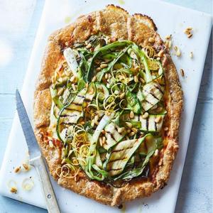 Charred courgette, lemon & goat's cheese galette image