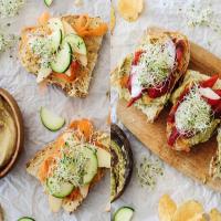 One Recipe, Two Meals: Open-Faced Veggie Sandwiches with Hummus image
