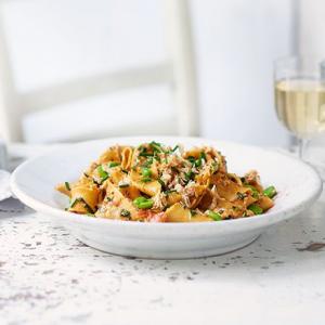 Homemade pappardelle with crab & broad beans_image