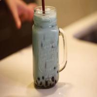 Pea Tea Latte With Boba Recipe by Tasty image