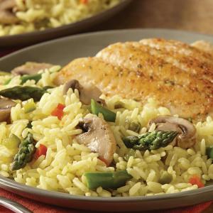 Yellow Rice with Asparagus and Mushrooms image