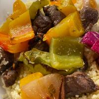 Diced Lamb with Roasted Vegetables and Couscous image