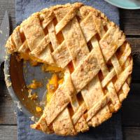 Peach, Green Chile and Cheddar Pie image