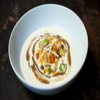 Celery Root and Chestnut Soup With Brussels Sprouts image