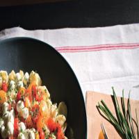 Orecchiette with Fresh Mozzarella, Grape Tomatoes, and Garlic Chives image