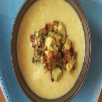 Fresh Corn Soup Topped with Roasted Corn Guacamole image
