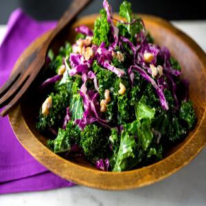 Kale and Red Cabbage Slaw With Walnuts_image