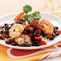 Sautéed Shrimp on Warm Black Bean Salad_image