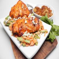 Grilled Buffalo Chicken Thighs with Blue Cheese Slaw image