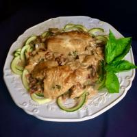 Chicken and Mushrooms in Cream Sauce over Zoodles_image