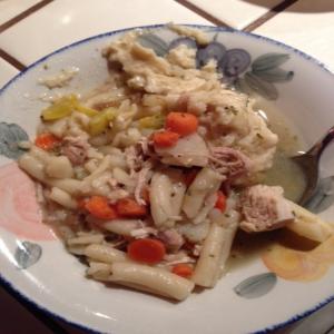 Chicken, Veggie, Noodle, and Dumpling Soup With Flavor image
